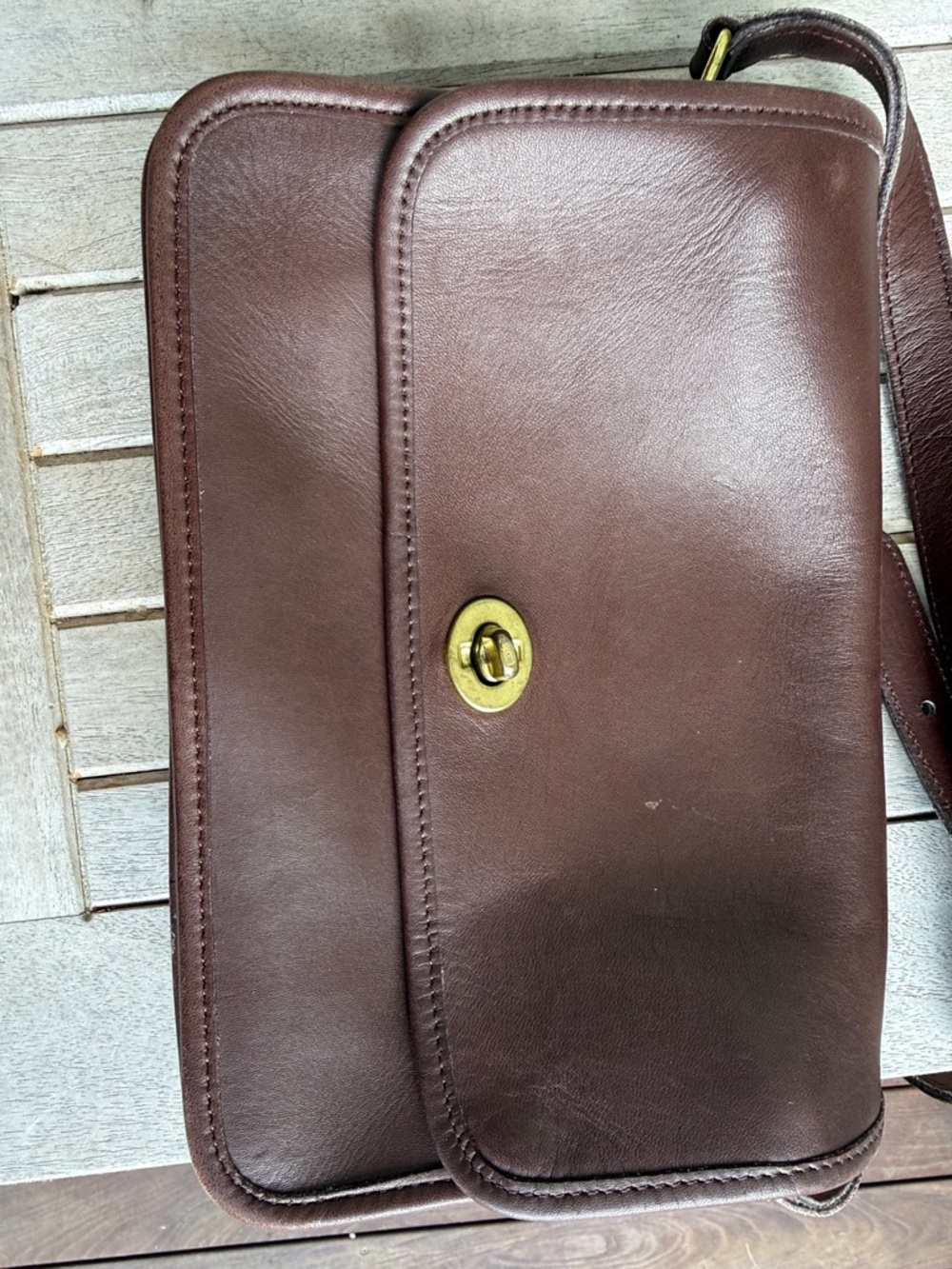 Coach Brown Leather Crossbody  with Turnlock - Picture 5 of 6